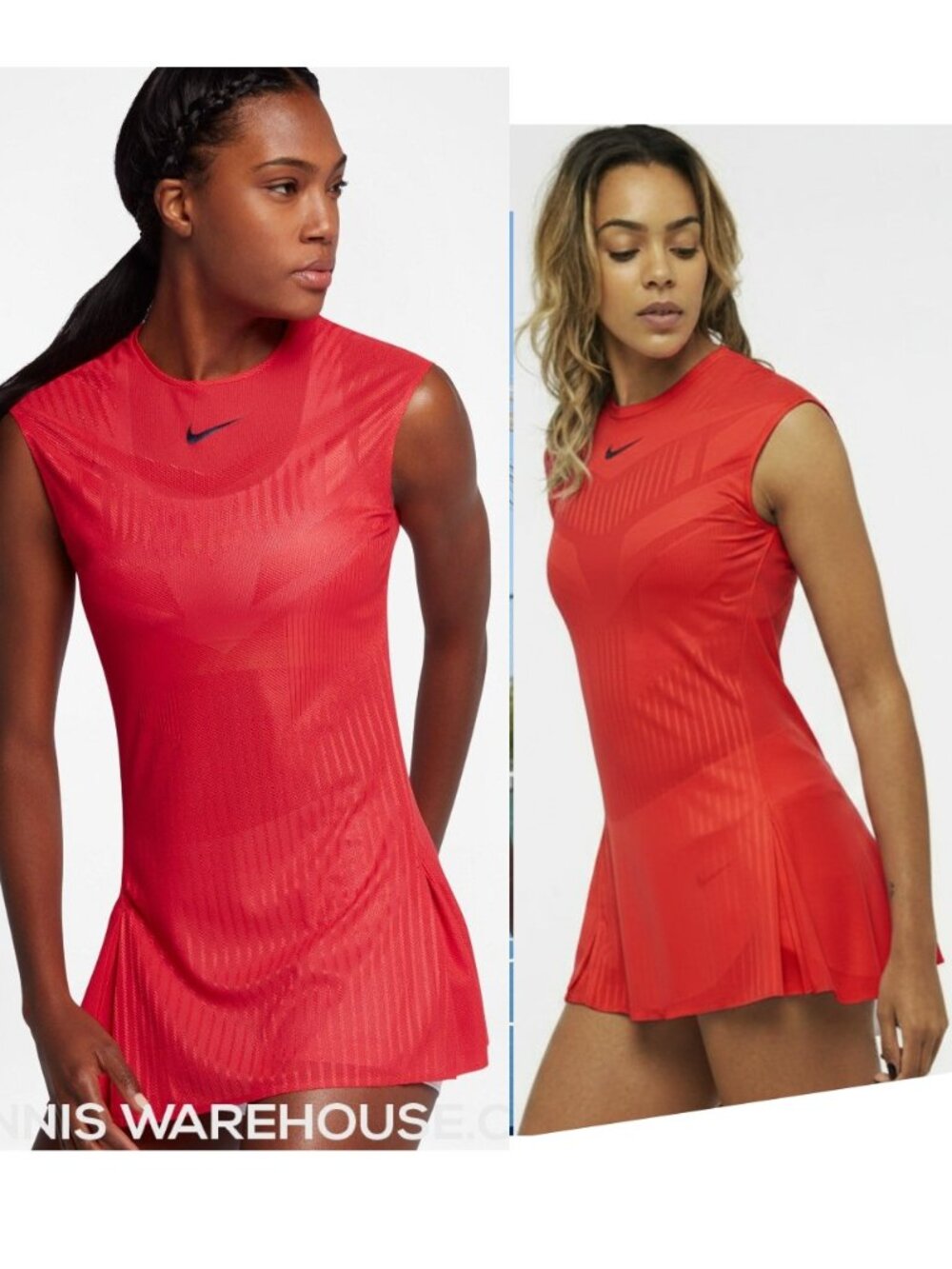 Nwt Nike Court Tennis Dress Pleated Skirt Pretty L Large Red
